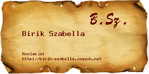 Birik Szabella névjegykártya